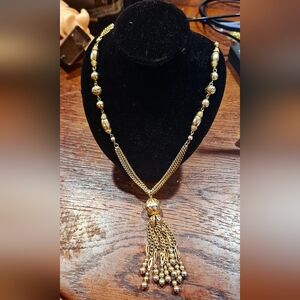 Vintage Beaded Tassel Necklace